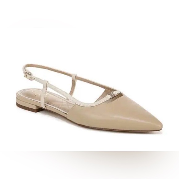 Sam Edelman Beige Leather Slingback  pointed toe Flats women Us size 8 - Picture 3 of 8